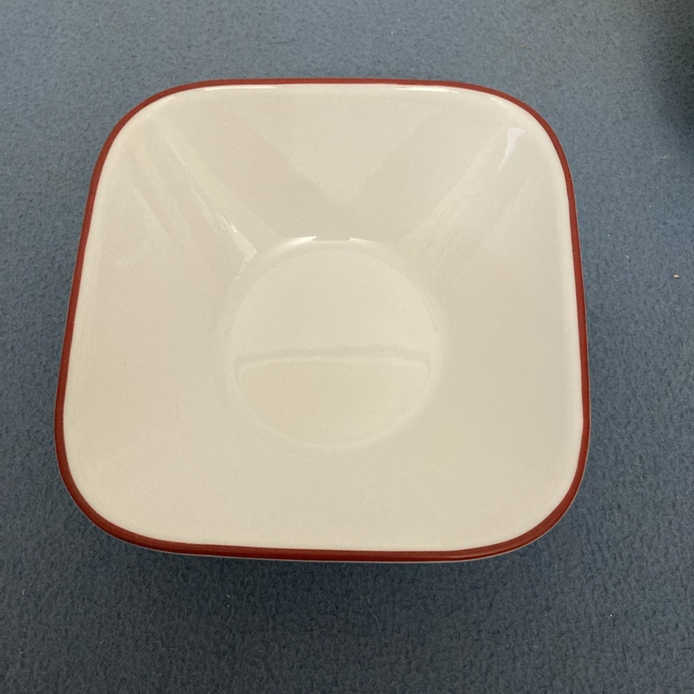 Corelle Coordinates Splendor White w/Red Rim Square Soup/Cereal Bowls - Set of 4 - Picture 9 of 13